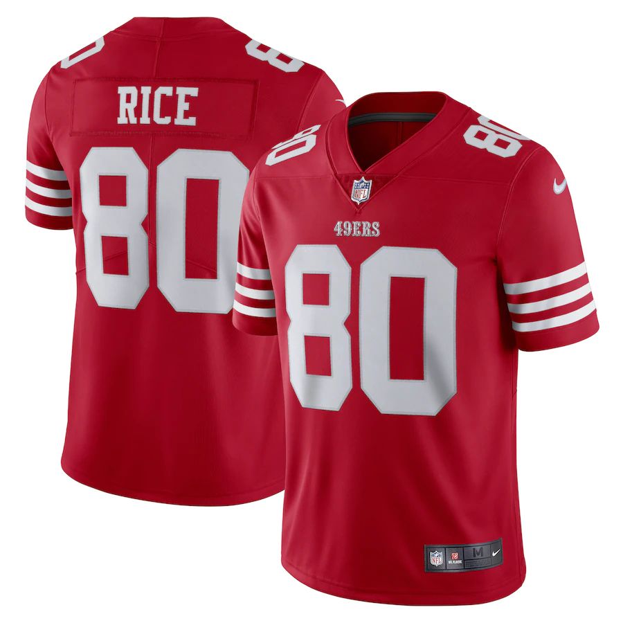 Men San Francisco 49ers #80 Jerry Rice Nike Scarlet Vapor Limited Retired Player NFL Jersey->customized nfl jersey->Custom Jersey